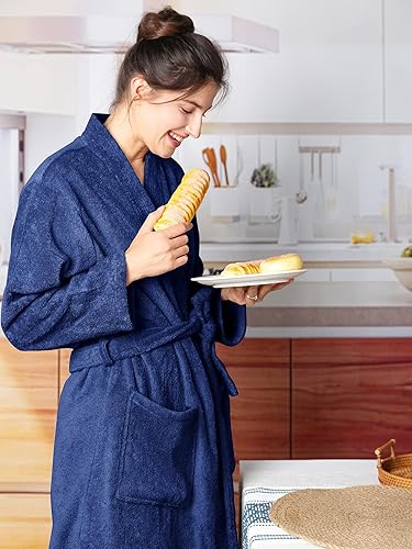 Miniatura 3 de AW BRIDAL 2Pcs Terry Cloth Robes for Women Men 100% Cotton Kimono Spa Robe Couples Wedding Anniversary Engagement Gifts