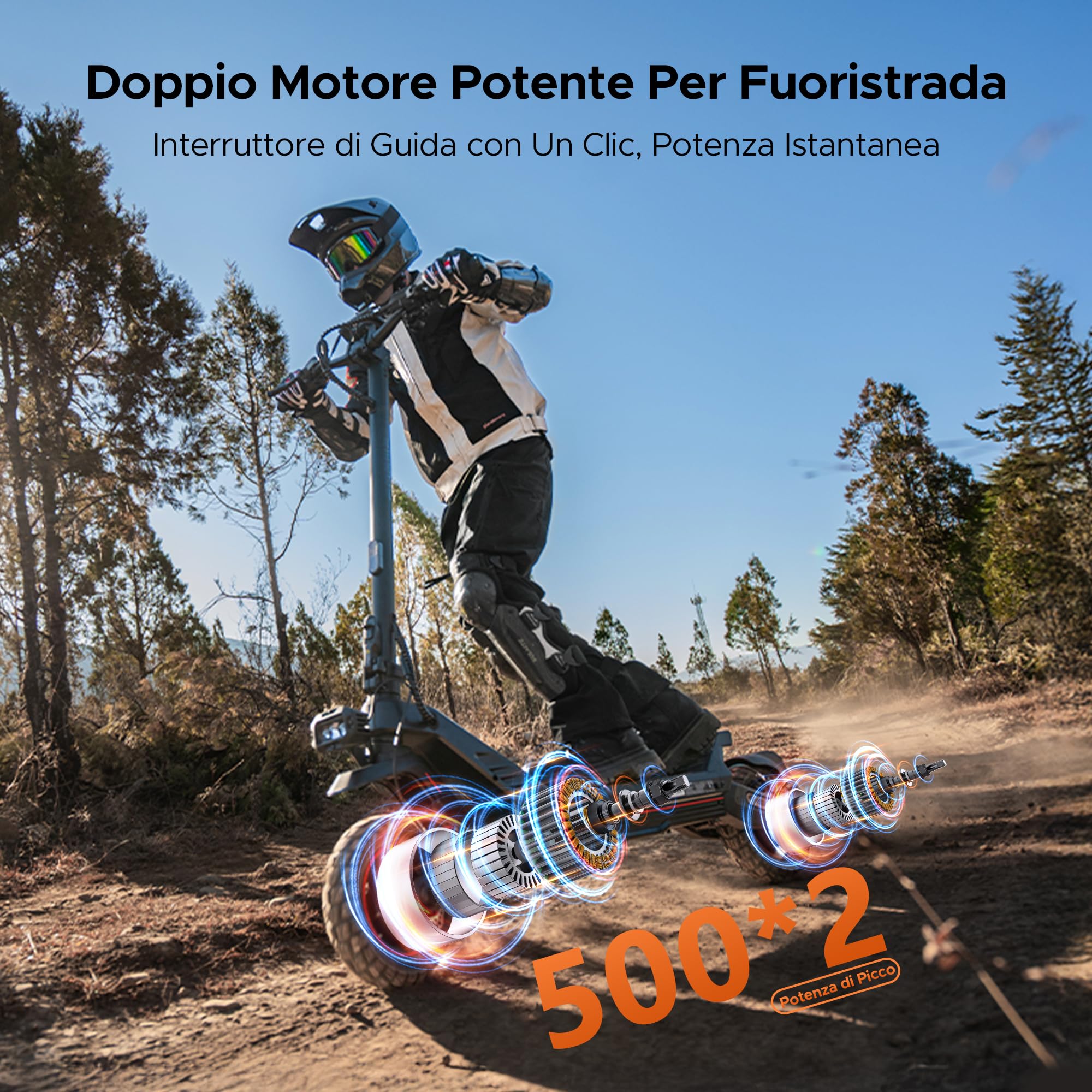 ENGWE Y1000 Monopattino Elettrico a Doppio Motore con Batteria da 52V e 22.5Ah Fino a 100KM, Sblocco NFC e Bluetooth, Navigazione Intelligente, Freni Disco Idraulici e Doppia Sospensione