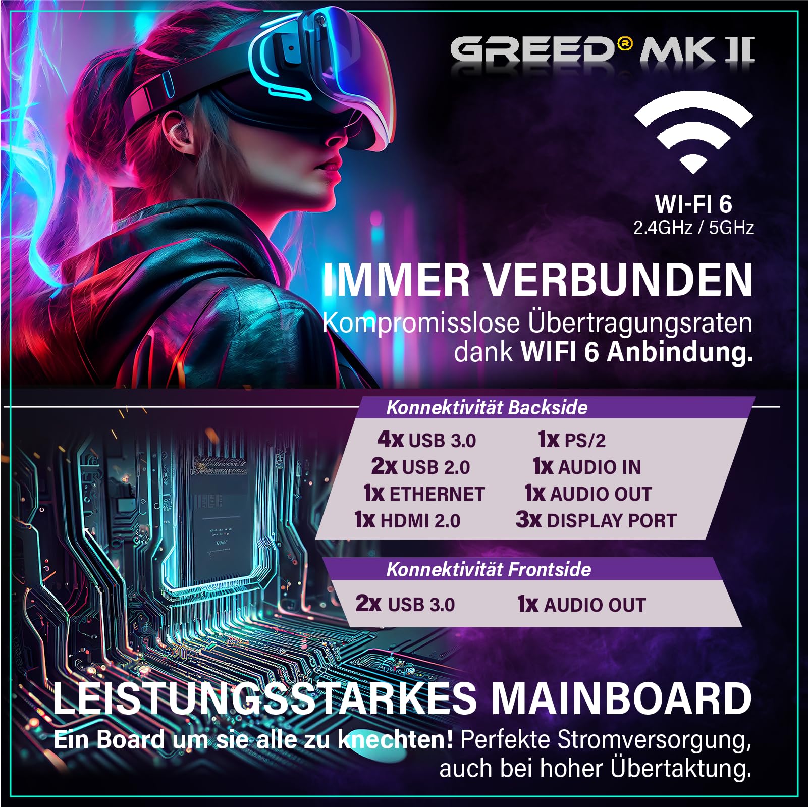 Greed® MK2 - High End Gaming PC - AMD Ryzen 7 5700X & Nvidia Geforce RTX 5060Ti (8GB) - Ultra Schneller RGB Computer + 4K Raytracing Rechner mit 4,60 GHZ - 32 GB DDR4 RAM - 1TB SSD - WLAN + W11 Pro
