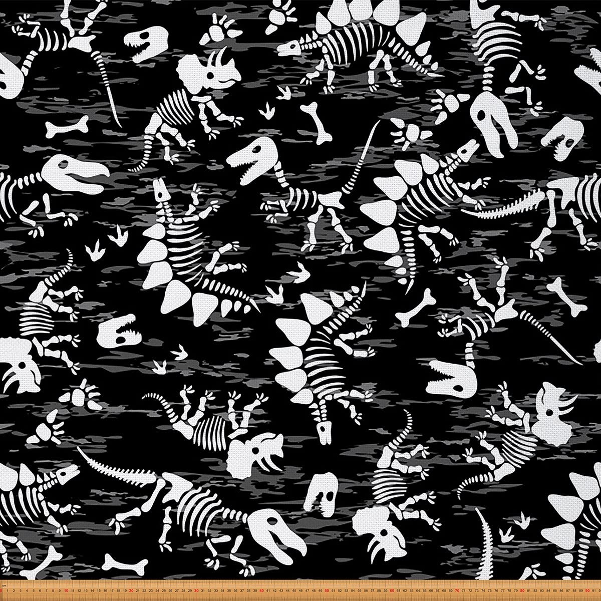 Dinosaur Sketch Fabric by The Yard,Military Style Camouflage Upholstery Fabric for Chairs DIY,Cartoon Dinos Animal Theme Print Waterproof Outdoor Fabric,3 Yards,Black White