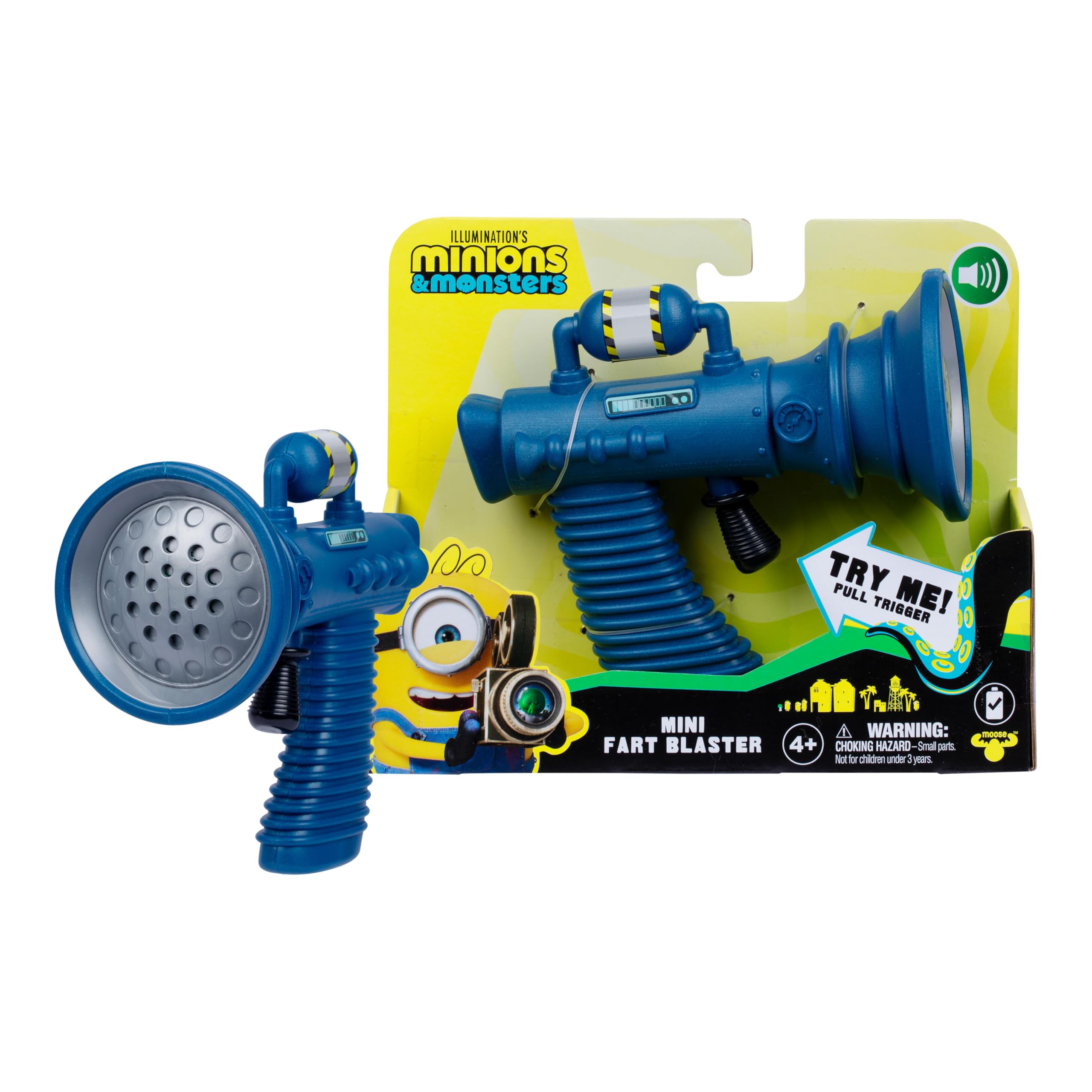 MINIONS Illumination's Monsters Mini Fart Blaster, with 8 Silly Fart Sounds to Prank Family and Friends, Kids Won't Want to Stop Until They Hear All of Them!
