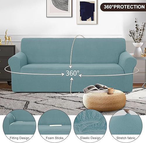 Miniatura 285 de U-NICE HOME Funda elástica para sofá de 2 plazas, funda protectora de muebles para sofá de 2 plazas, apta para mascotas (sofá biplaza, beige)