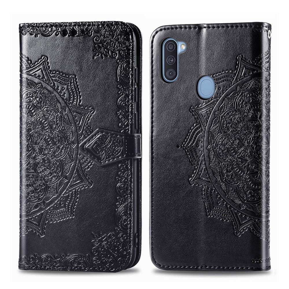 COTDINFORCASamsung Galaxy A11 Case Leather Wallet Flip Magnetic Closure Case Galaxy A11 Phone Case with Card Slots Protective Cover Case for Samsung Galaxy A11. SD Mandala - Black