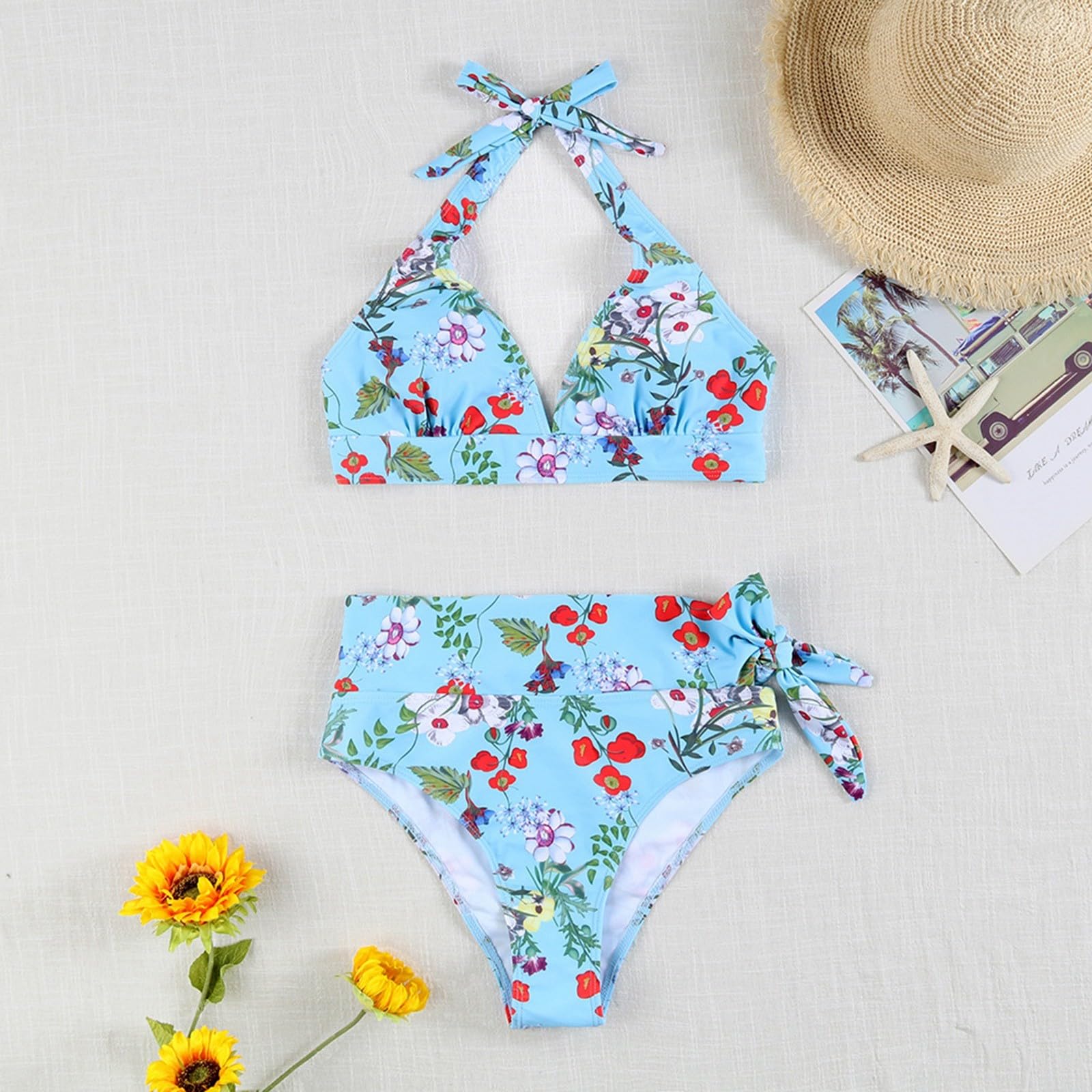 Kobiety Bikini Zestaw Osobowość Moda Wygodne Gorące Paski Jednolity Kolor Strappy, Czerwony (Arbuz Czerwony), M