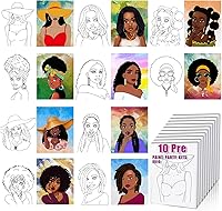 HAGUDAMU 10-Pack Pre-Drawn 8x10 Sip and Paint Canvases for Adults - Cute Cartoon Designs, No Frame