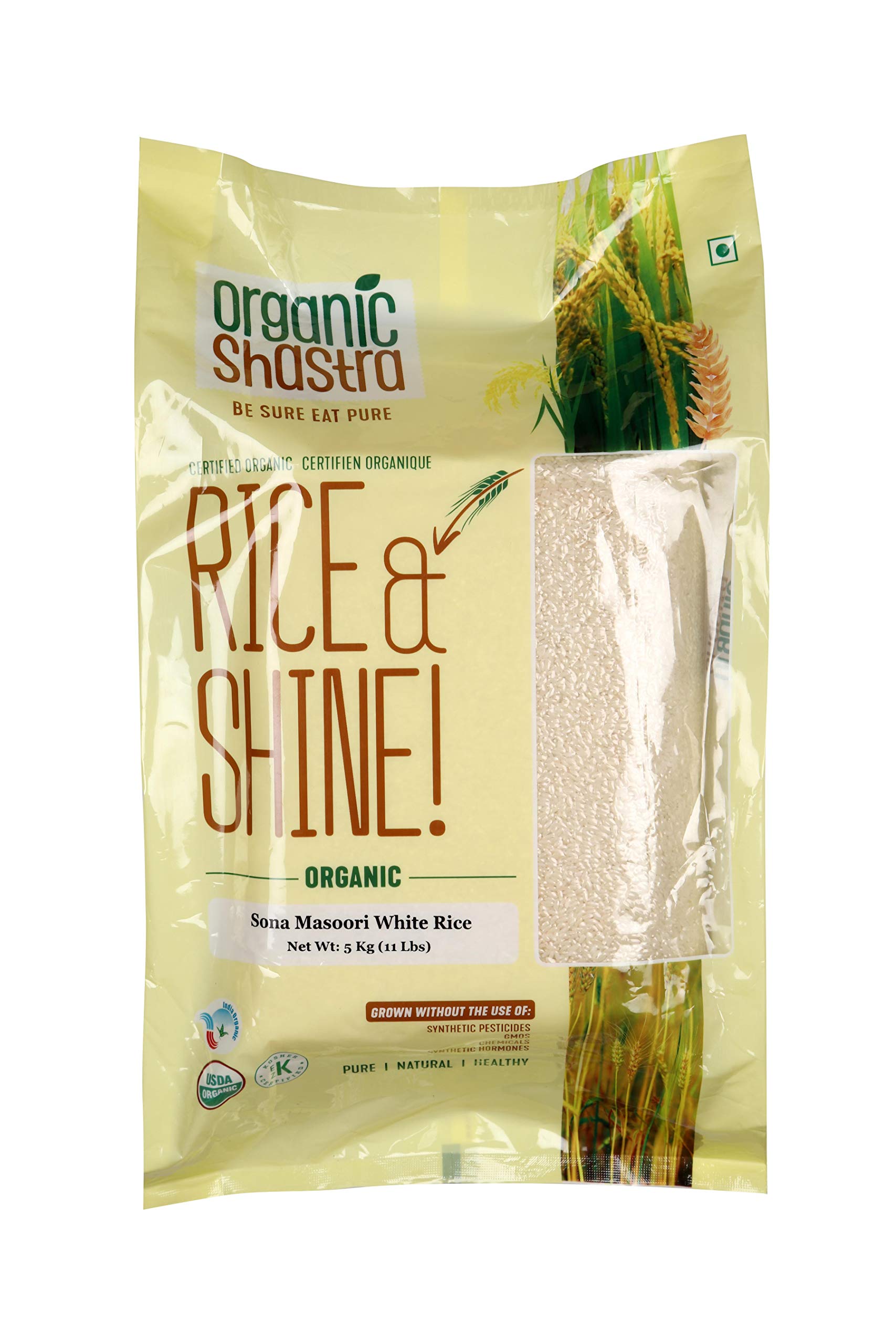 Organic Shastra White Sona Masuri Rice Sona Masuri/Masoori Organic and Healthy Rice, Perfectly Fit for Everyday Consumption- 5 KG