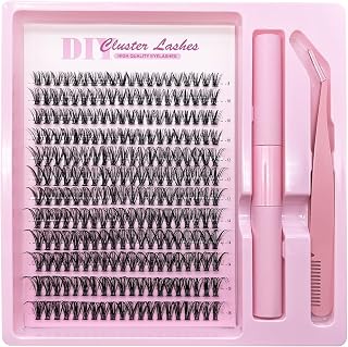 Lash Clusters Kit Eyelash Clusters Kit 240 Pcs D Curly Cluster Lashes DIY Eyelash Extension Kit with Lash Bond and Seal Tweezers Brushes(40D Kit 8-16mm) (eyelash clusters 40D)