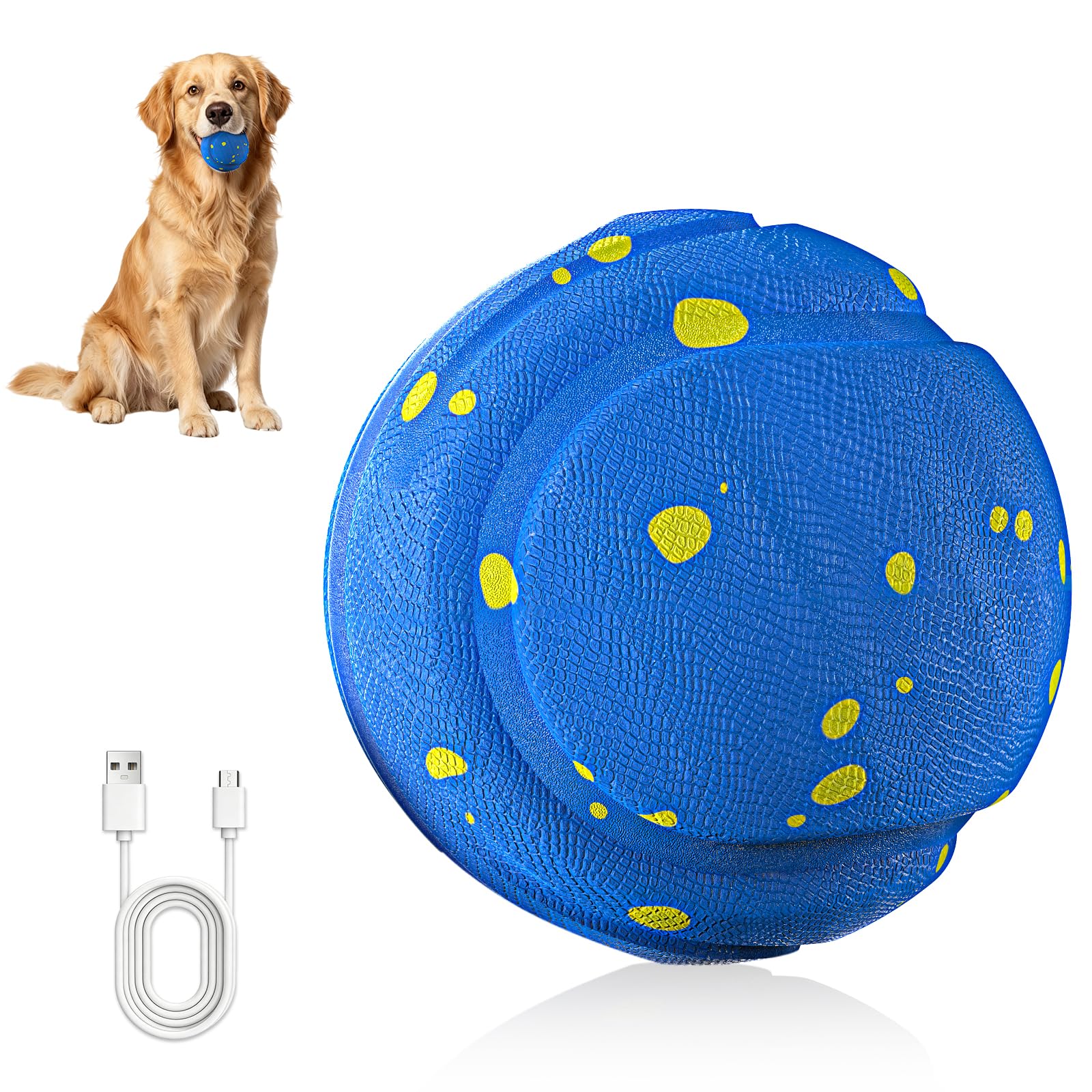 Interaktiver Hundeball,Hundespielzeug Ball,3 Spielmodi USB Wiederaufladbar Intelligentes Spielzeug,Self Moving Dog Ball für Hunde,Geeignet für Welpen mittlere und große Hunde(Blau)