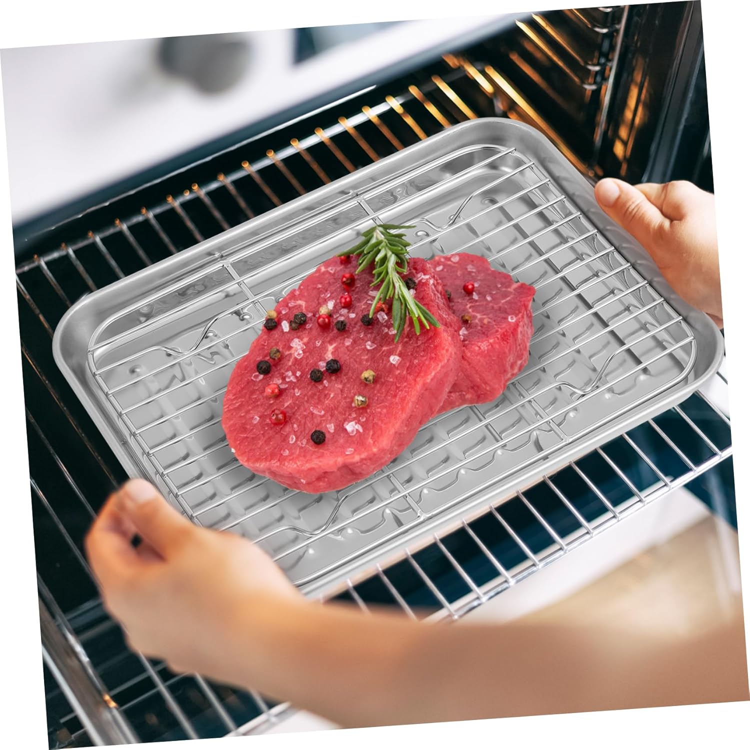 2sets Stainless Steel Baking Sheet Cooking Racks for Sheet Pan Baking Dish Lid