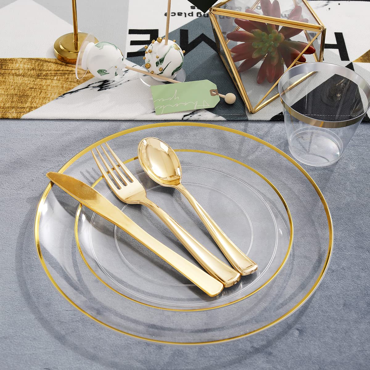 Gold Rim Disposable Plates - Party & Wedding Plates -7 Gold Rim Disposable Plates - Party & Wedding Plates -7