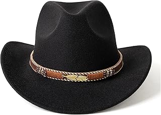 HUDANHUWEI Western Cowboy Hat Wide Brim Outdoor Fedora Hat