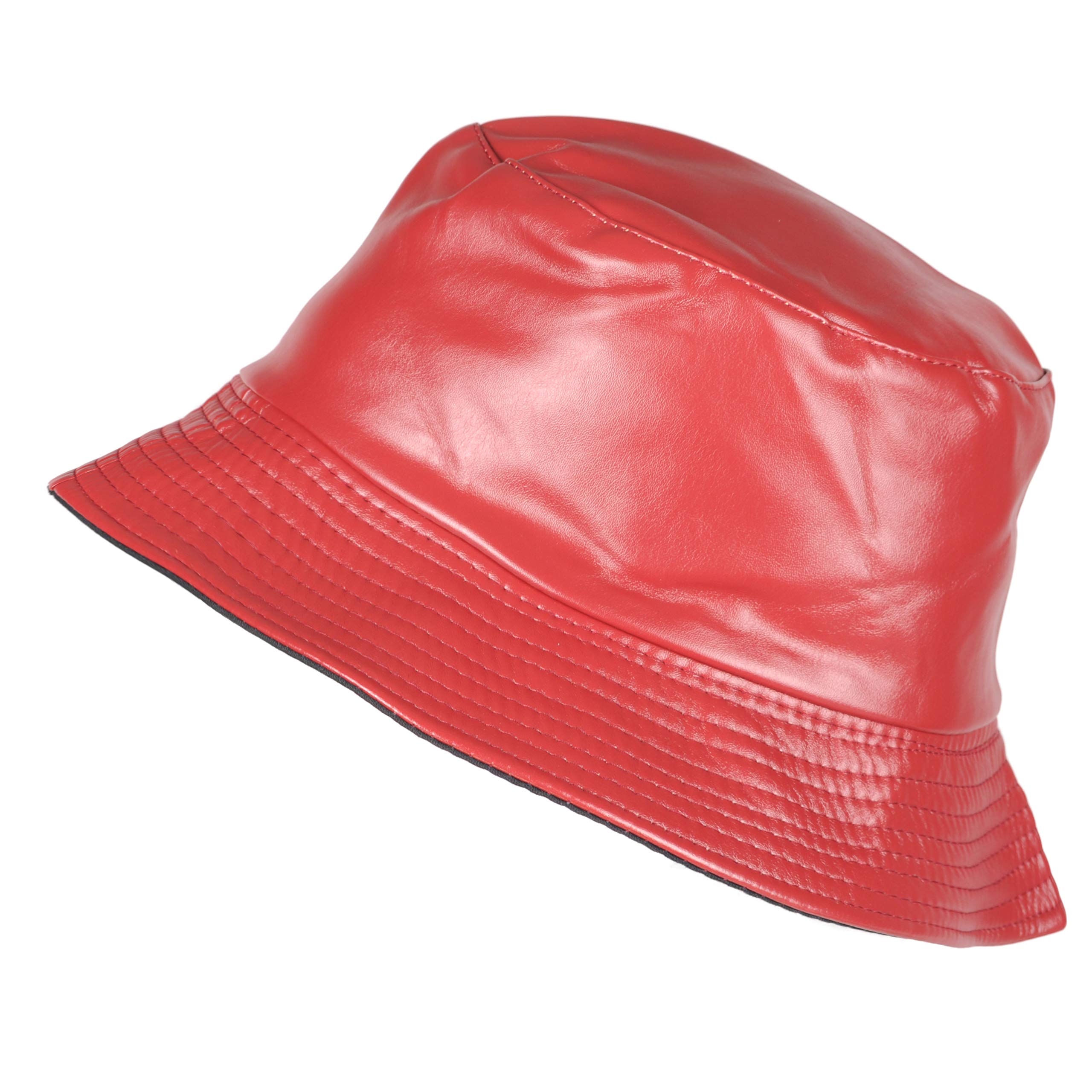 Toutacoo, Rain Hat, Waxed mat, Woman, Waterproof, Reversible. (Plain Dark Red)