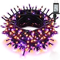 Vista 1 de Brizled Luces de Halloween Moradas y Naranjas, 95.14 pies 240 Luces LED de Cadena de Halloween Conectables con Temporizador, 8 Modos Luz Naranja
