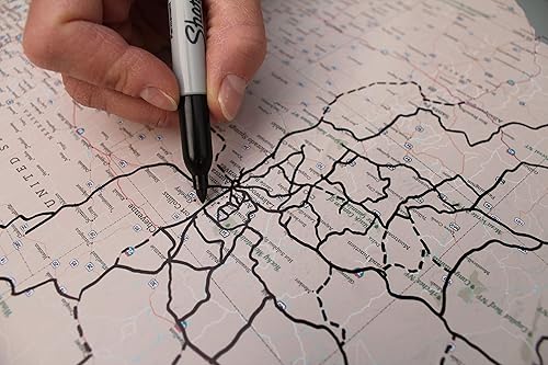 Vista 5 de Best Maps Ever USA Road Trip & Travel Highway Tracing Map 24x36 - Póster azul