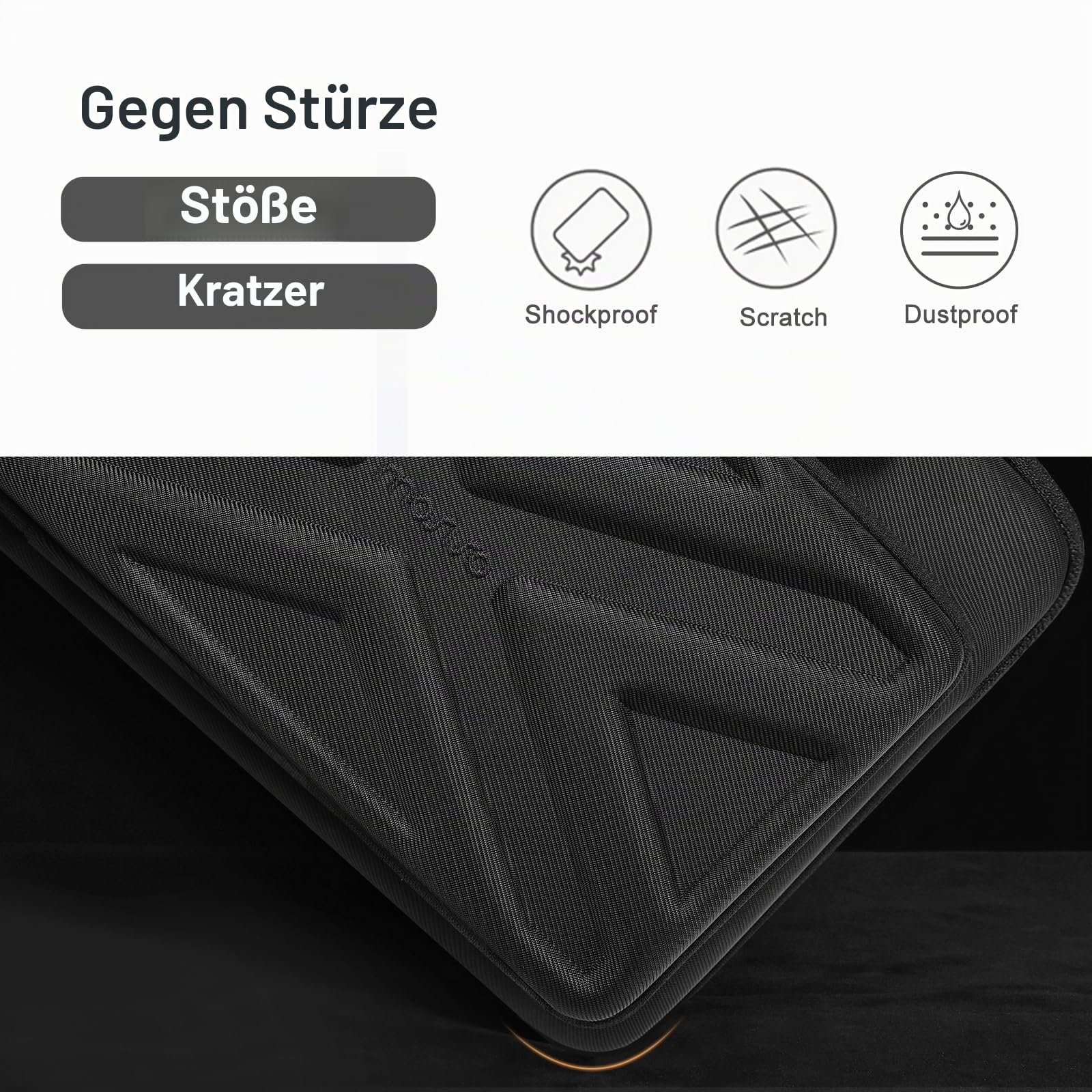 MOSISO Hartschale Laptoptasche 16 Zoll Herren, kompatibel mit MacBook Air 15 / Pro 16, Lenovo HP Dell Asus, Umhängetasche Schwarz