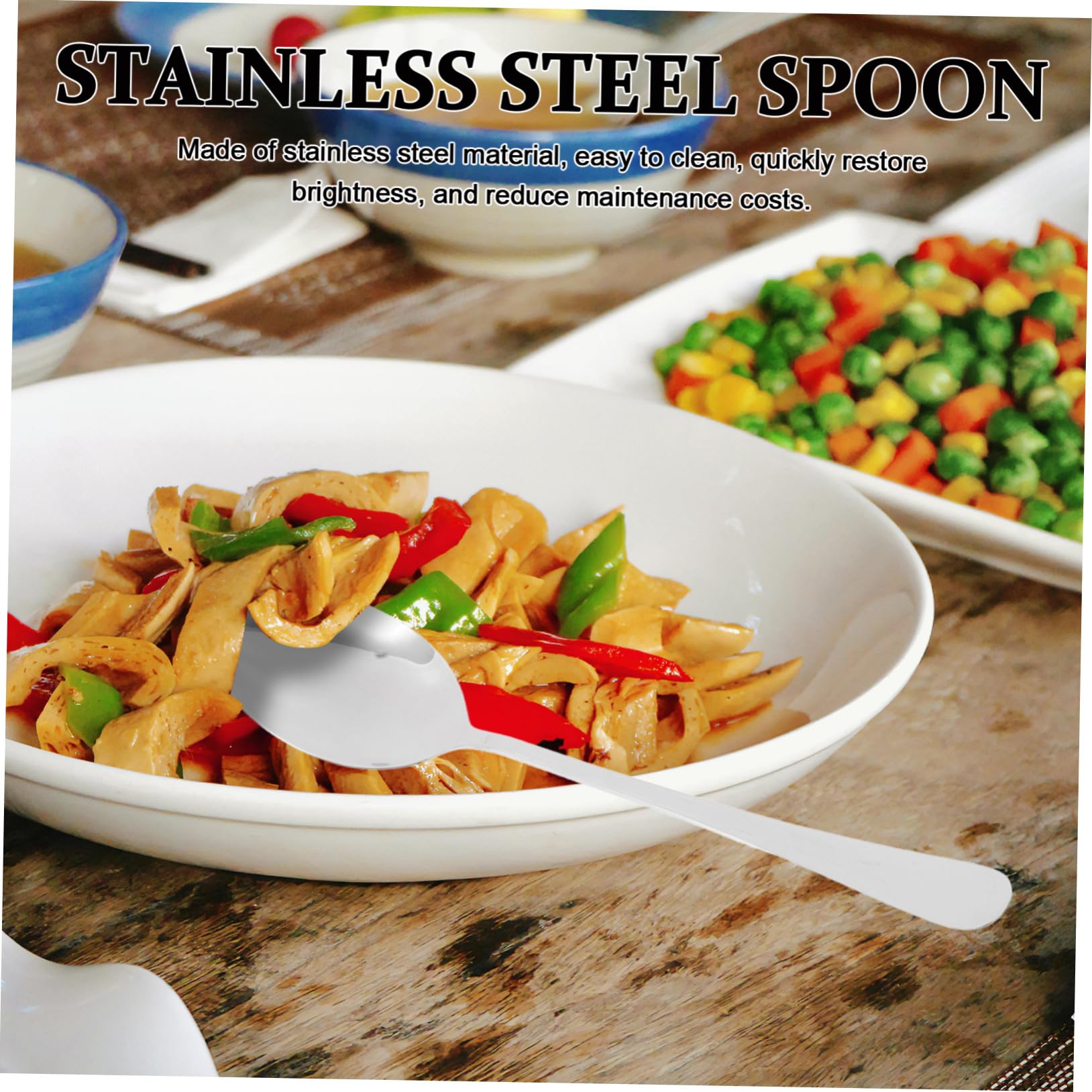 PRETYZOOM 3 Juegos Cucharas de Acero Inoxidable Grueso para Servir Cucharas Ranuradas para Buffet Utensilios Resistentes para Catering Cocinas y Uso Doméstico para Sopas y Guisos