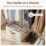 Organisateur de chaussures pliable StorageWorks pour placard, boîte à chaussures pour cabinet, s'adapte jusqu'à 16 paires, conteneur de rangement pour chaussures avec séparateurs ajustables et couvercle transparent, rangement chaussures, beige