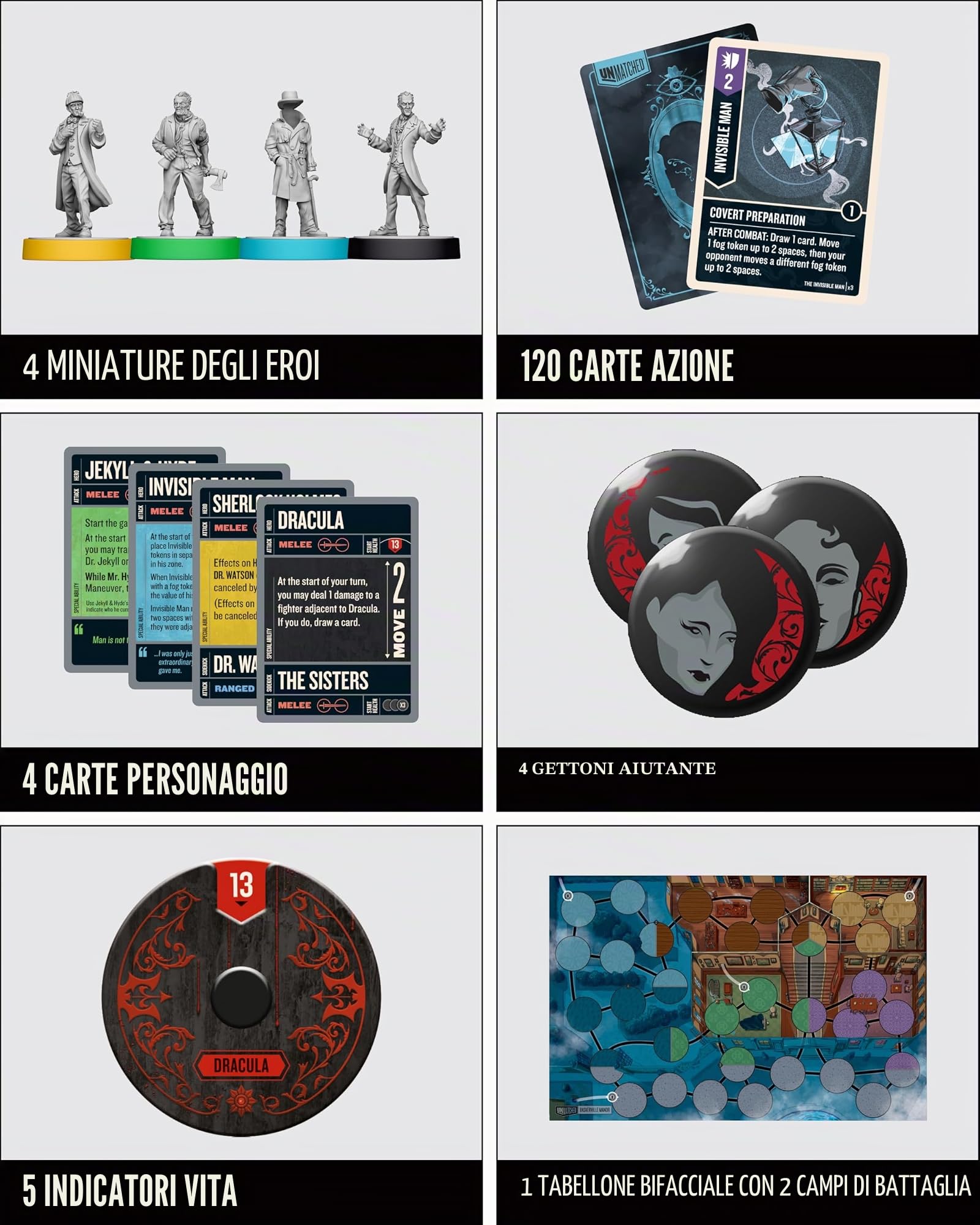 Restoration Games Unmatched: Cobble & Fog - Gioco da Tavolo Horror, Portatile, Compatibile con Tutti gli Altri Titoli Unmatched, Età Consigliata: 14+