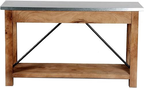 Miniatura 14 de Alaterre Furniture Millwork - Consola de madera y zinc de 30 pulgadas con dos cajones