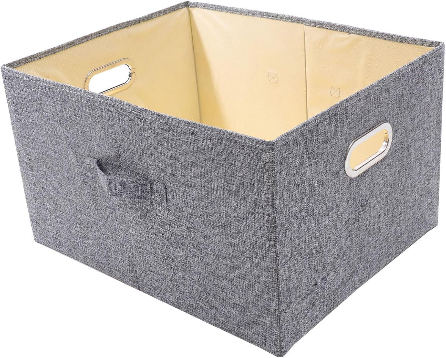 Large Fabric Storage Box with Lid Metal Buckle Foldable Home Organizer for Sundries Cotton-Linen Blend for Bedroom and Living Room