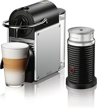 Nespresso Pixie Coffee and Espresso Machine by DeLonghi with Milk Frother, Aluminum, 34 ounces