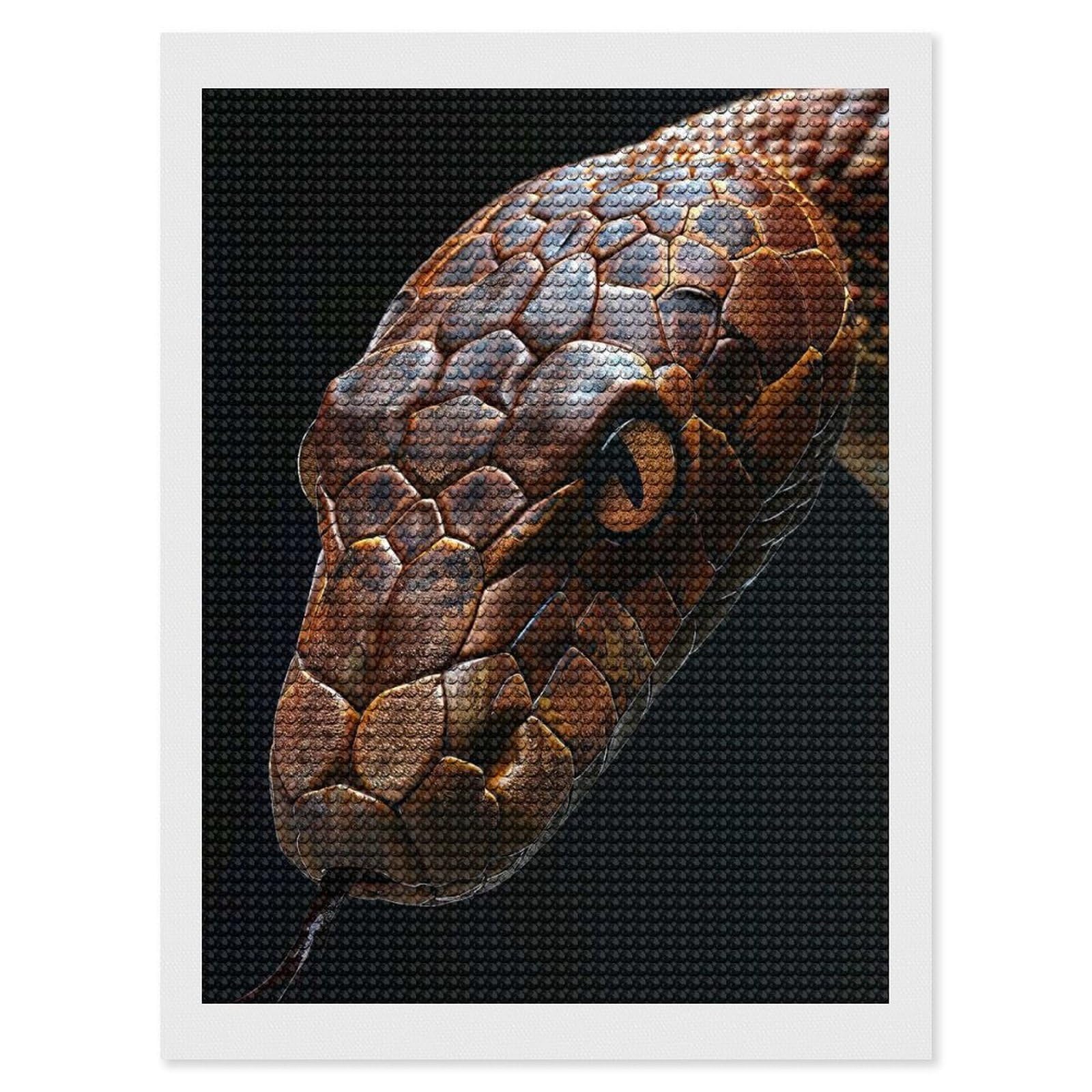 Junmoney Snake Diamond Art Kit 12"x16", for Beginners, Vintage Style Decor, Good for Quiet Evenings, Festive Craft Gift
