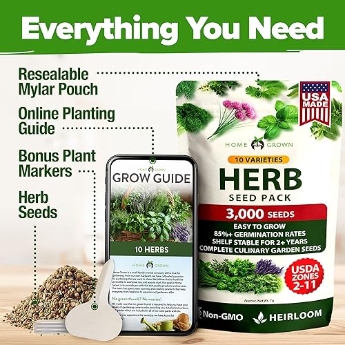 Miniatura 8 de Bóveda de 10 semillas de hierbas culinarias - Semillas criollas y sin transgénicos – Más de 3000 semillas para plantar en jardín de hierbas exterior