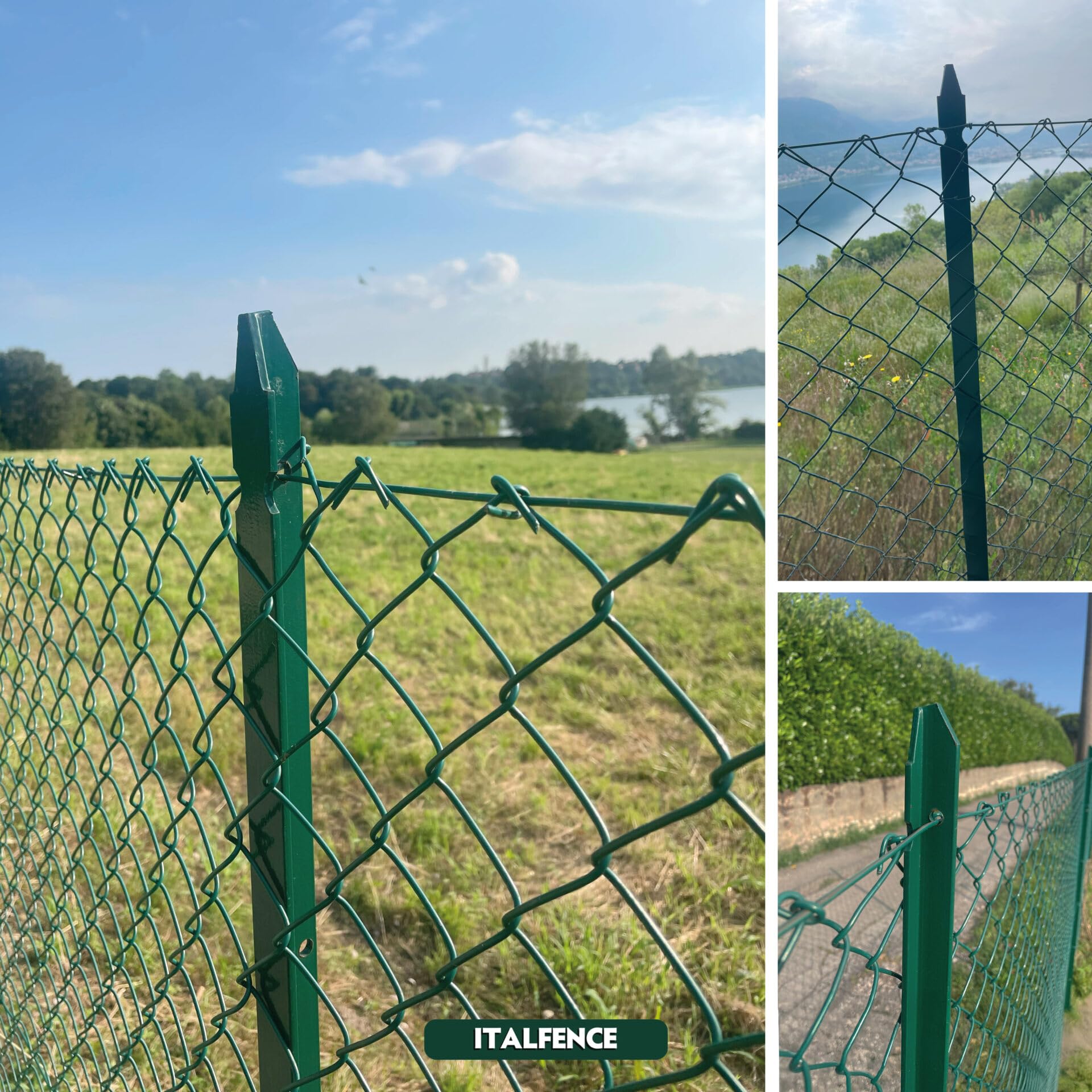Palo a T in ferro plastificato verde, 10 pezzi [H150cm, 30x30x3mm]
