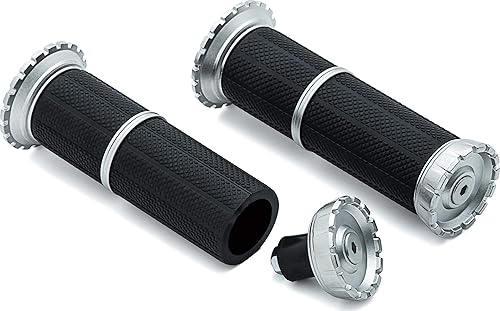 Miniatura 3 de Kuryakyn 3585 Riot - Empuñaduras para manillar para acelerador y embrague, ajuste universal para manillares de 1 pulgada de diámetro, negro
