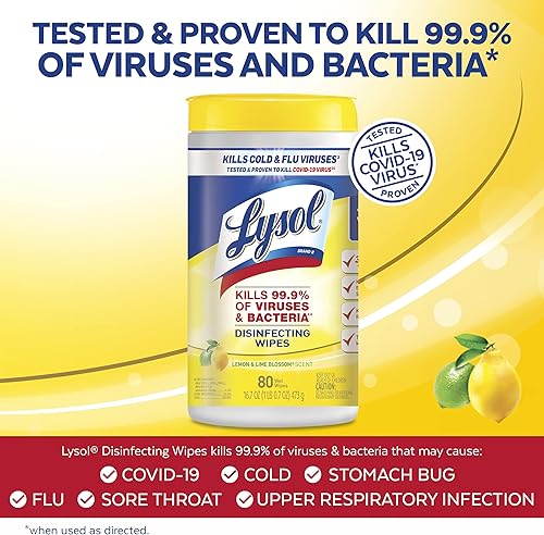 Miniatura 3 de Toallitas húmedas desinfectantes Lysol limón y flores de lima 80 toallitas húmedas