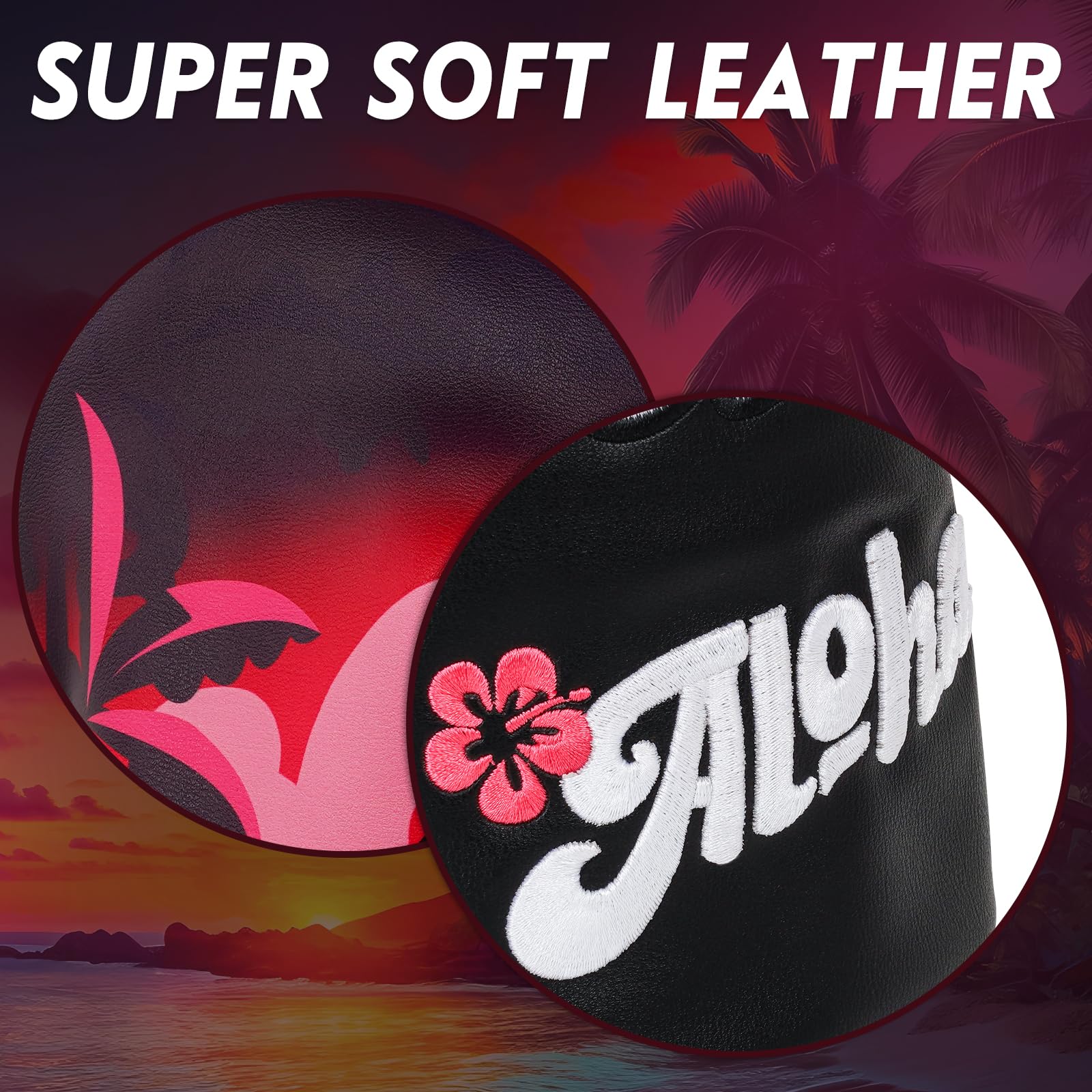 LZFAN Golf Club Head Cover Golf Head Cover Driver Headcover Fairway Wood Headcover Hybrid Club Head Cover AIOHA Pink - Image 3