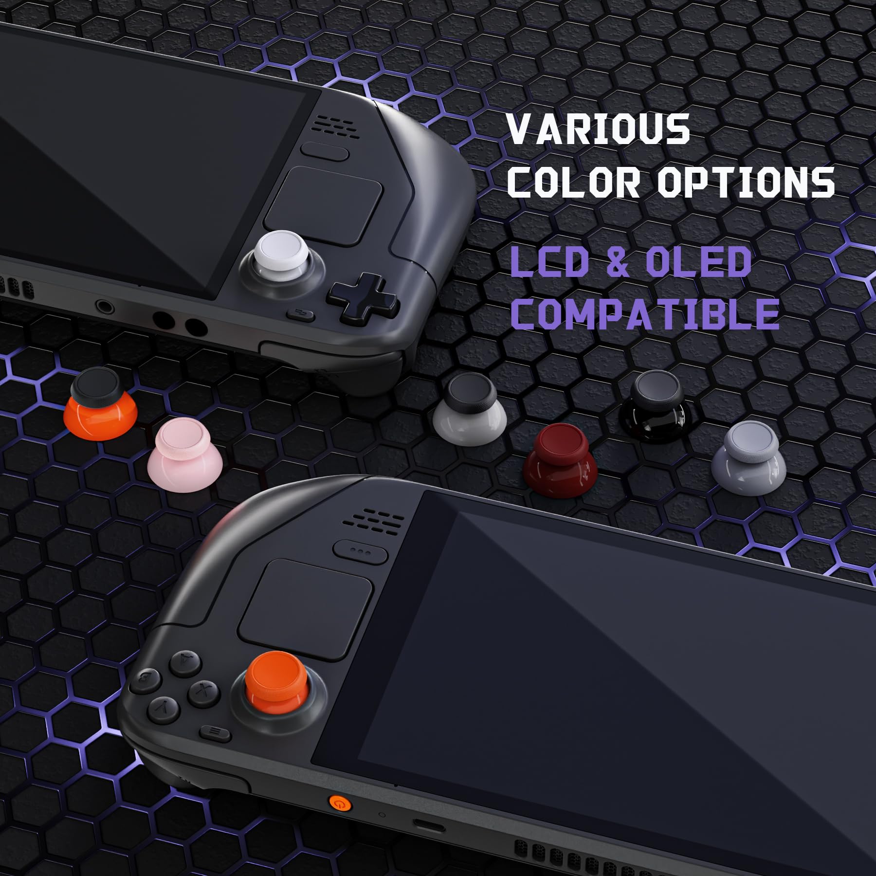 eXtremeRate Replacement Thumbsticks for Steam Deck LCD, Custom Analog Stick Joysticks Repair Kit for Steam Deck OLED Handheld Console with Original Touch Sensing, Anti-Slip Texture Grip - Black - 5
