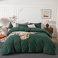 Vista 20 de Janlive - Juego de funda de edredón de algodón lavado, ultra suave 100% algodón, color sólido, funda de edredón con cierre de cremallera - 3 piezas