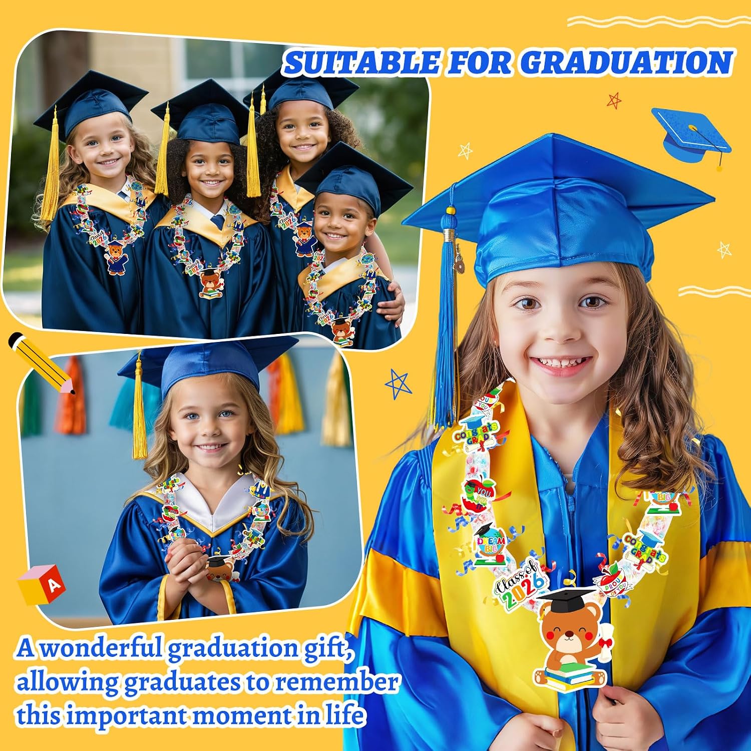 MARFOREVER 75 Pcs Graduation Candy Lei Making Kit 2027 Preschool Grad Gifts