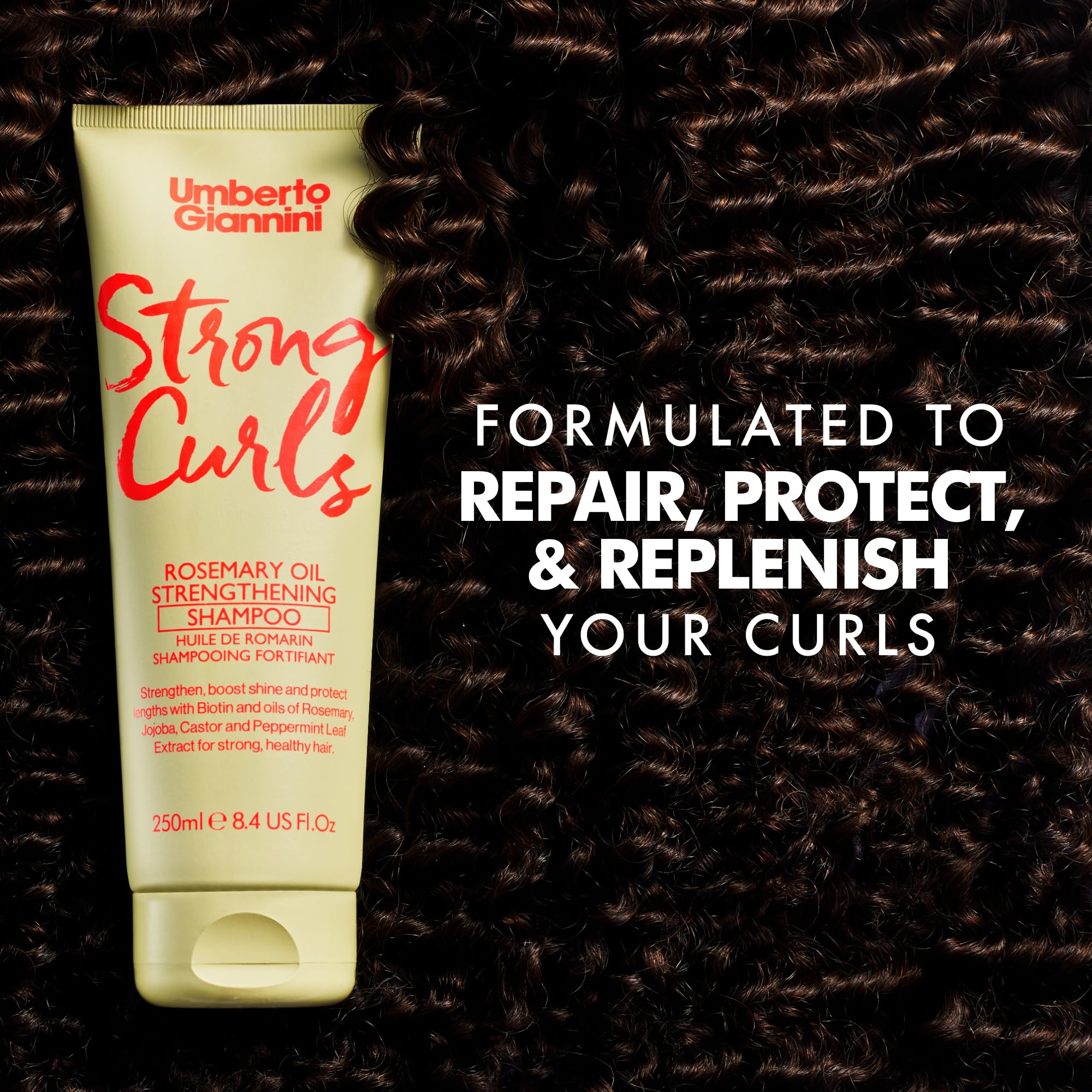 Umberto Giannini Curly Hair Routine Kit Strong Curls (6 Produkte) Wash & Style Curly, Coily, Wavy Hair: Includes Shampoo, Conditioner, Mousse, Curl Cream, Slick Gel + Rosmarin Oil