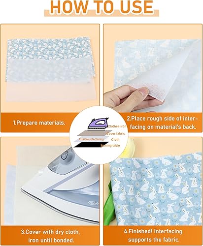 Miniatura 6 de PLANTIONAL Interfaz fusible no tejido no tejido blanco ligero para planchado 16.5 "x 30yd Interfaz no tejida de peso ligero en poliéster interfaz de