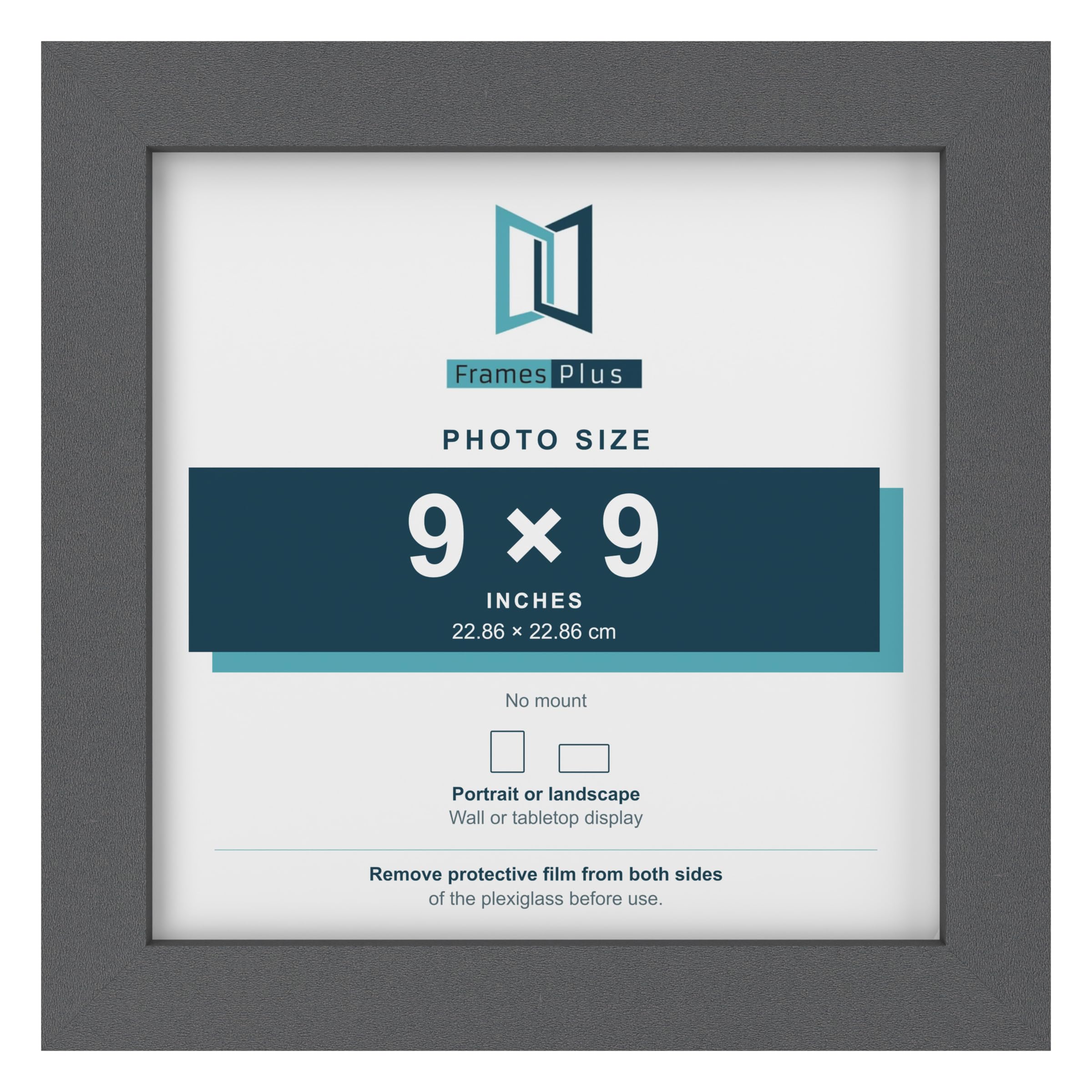 FramesPlus 9x9 Inch Square Picture Frame, Dark Grey, Modern Photo Frame — image 1