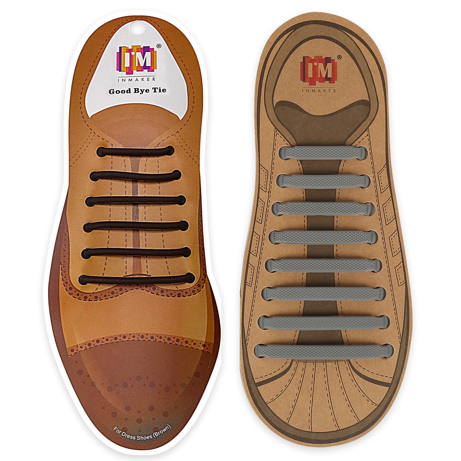 INMAKERNo Tie Shoelaces for Adults with No Tie Dress Shoe Laces for Men, Silicone Tieless Laces