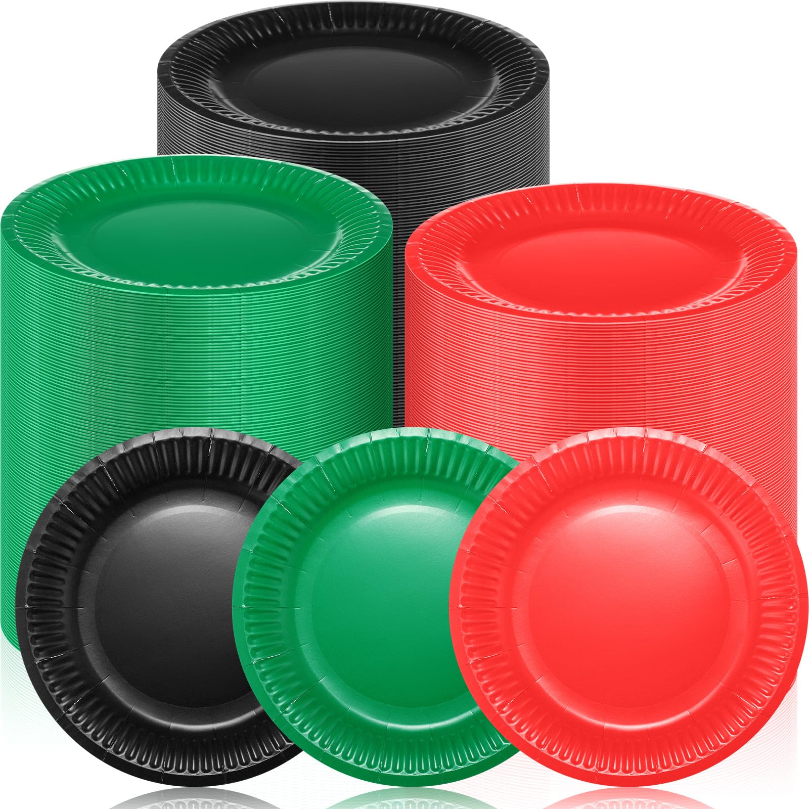 Uiifan 300 Pcs Black History Month Paper Plates 7'' Round Paper Plates Juneteenth Table Dessert Decor for African American Party Dinnerware Supplies(