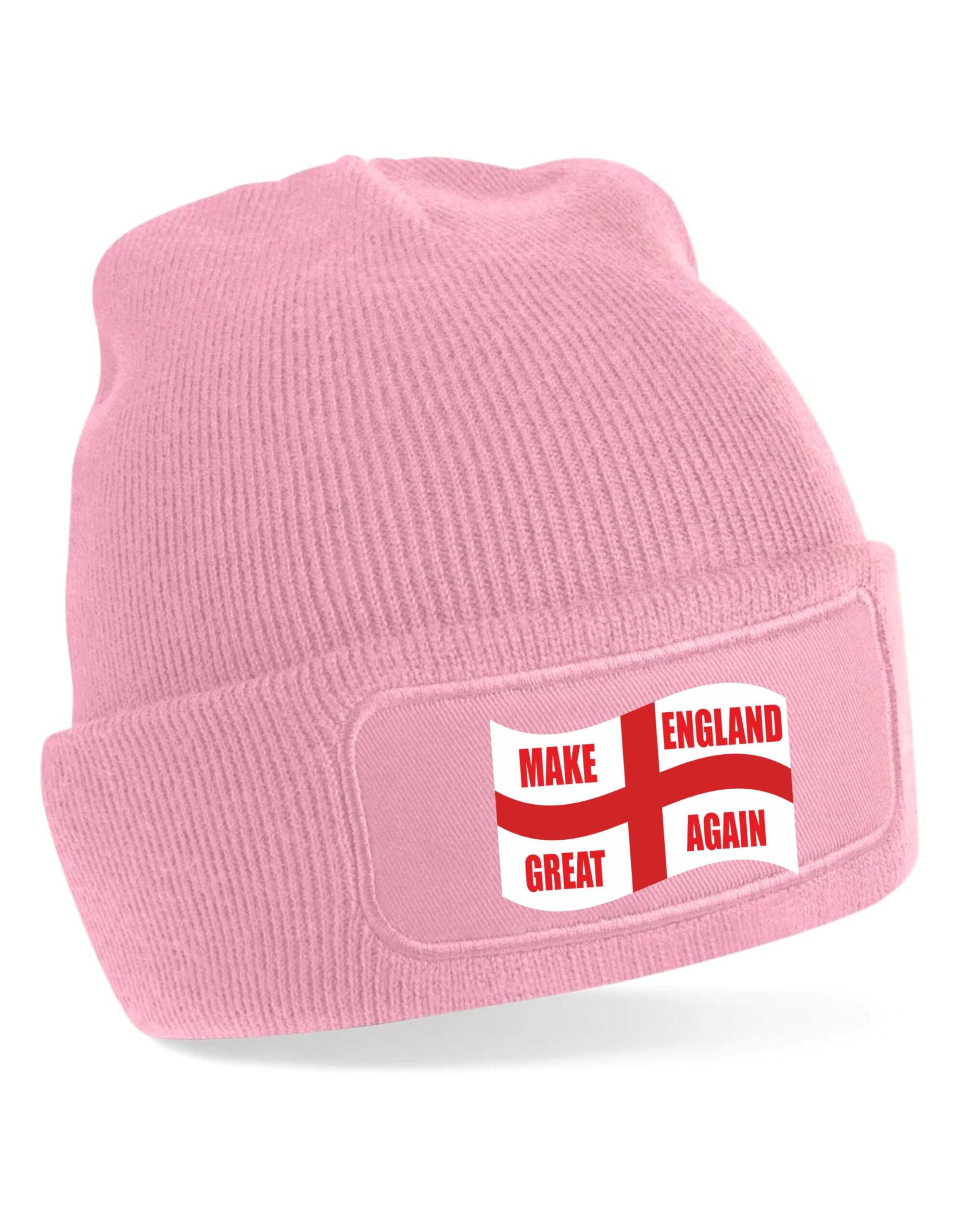 Print4U Beanie Hat Make England Great Again St George Cross English Pride Patriot Pink