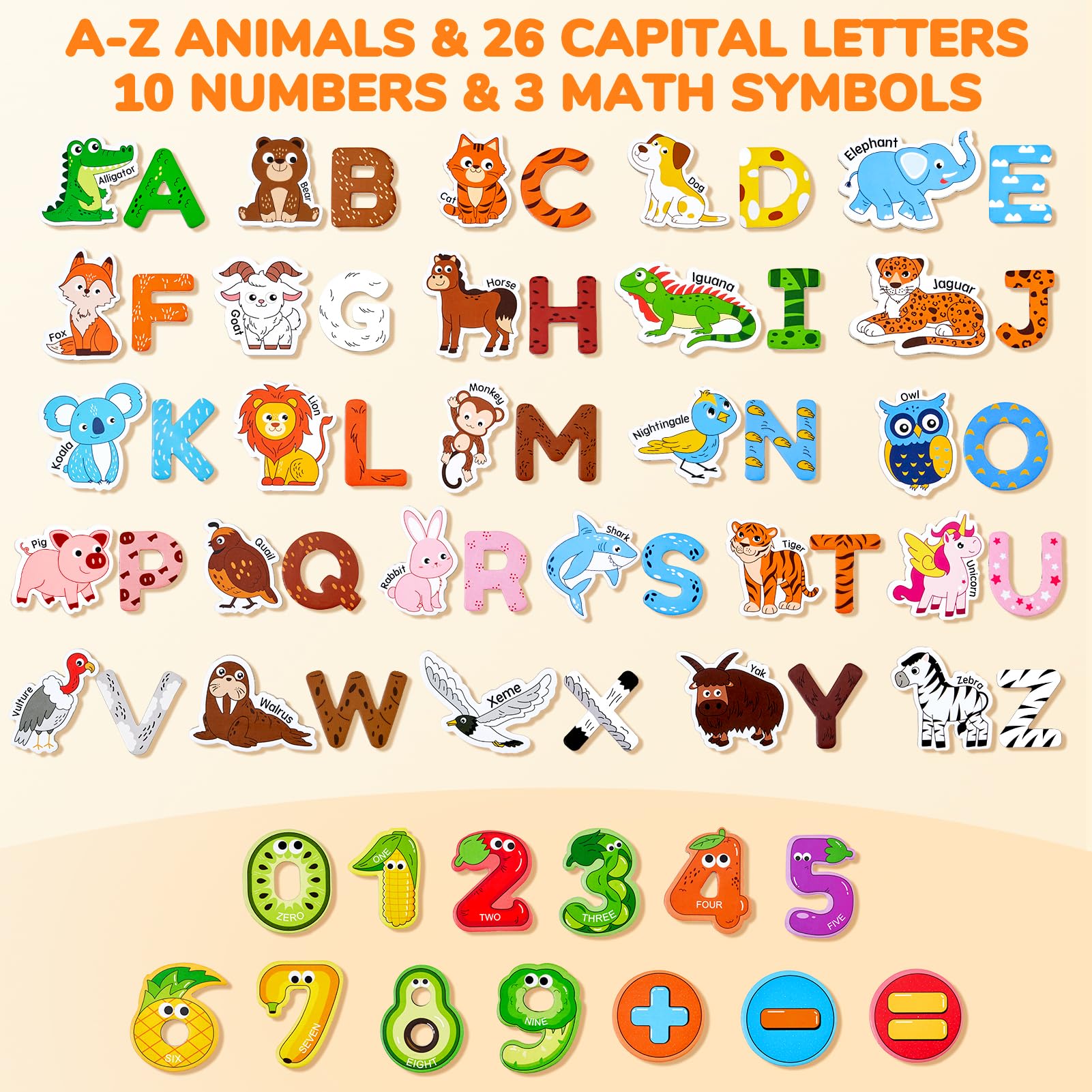 26 Lettres Magnétiques Animaux Bois – Alphabet ABC Aimanté Mignon Pour Enfants, Jeu Éducatif Réfrigérateur, Apprentissage Orthographe & Maternelle