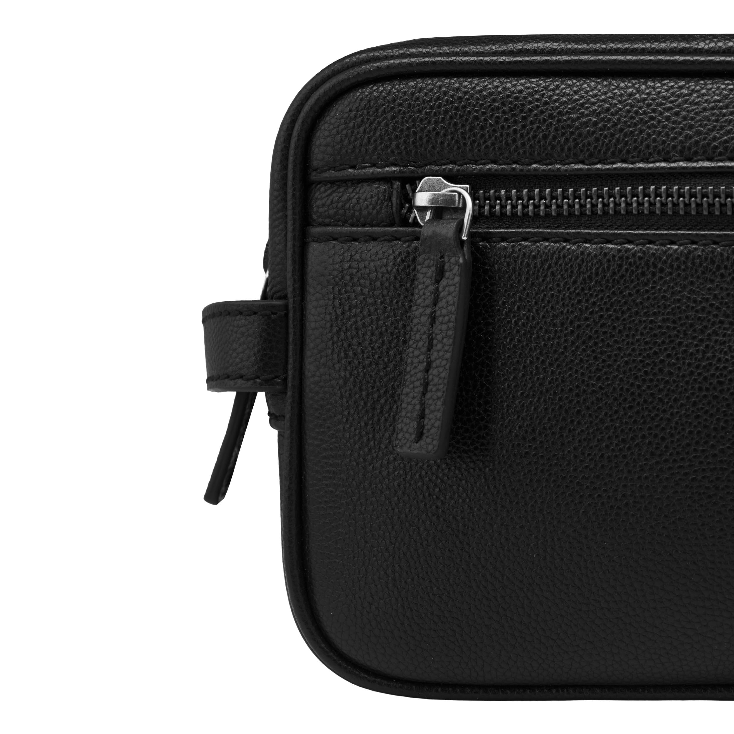 DRAKENSBERG Beauty case da uomo in pelle 'Enrico' con 2 scomparti con cerniera, grande, elegante, 5 l, Nero , Standardgröße 25cm, Classico