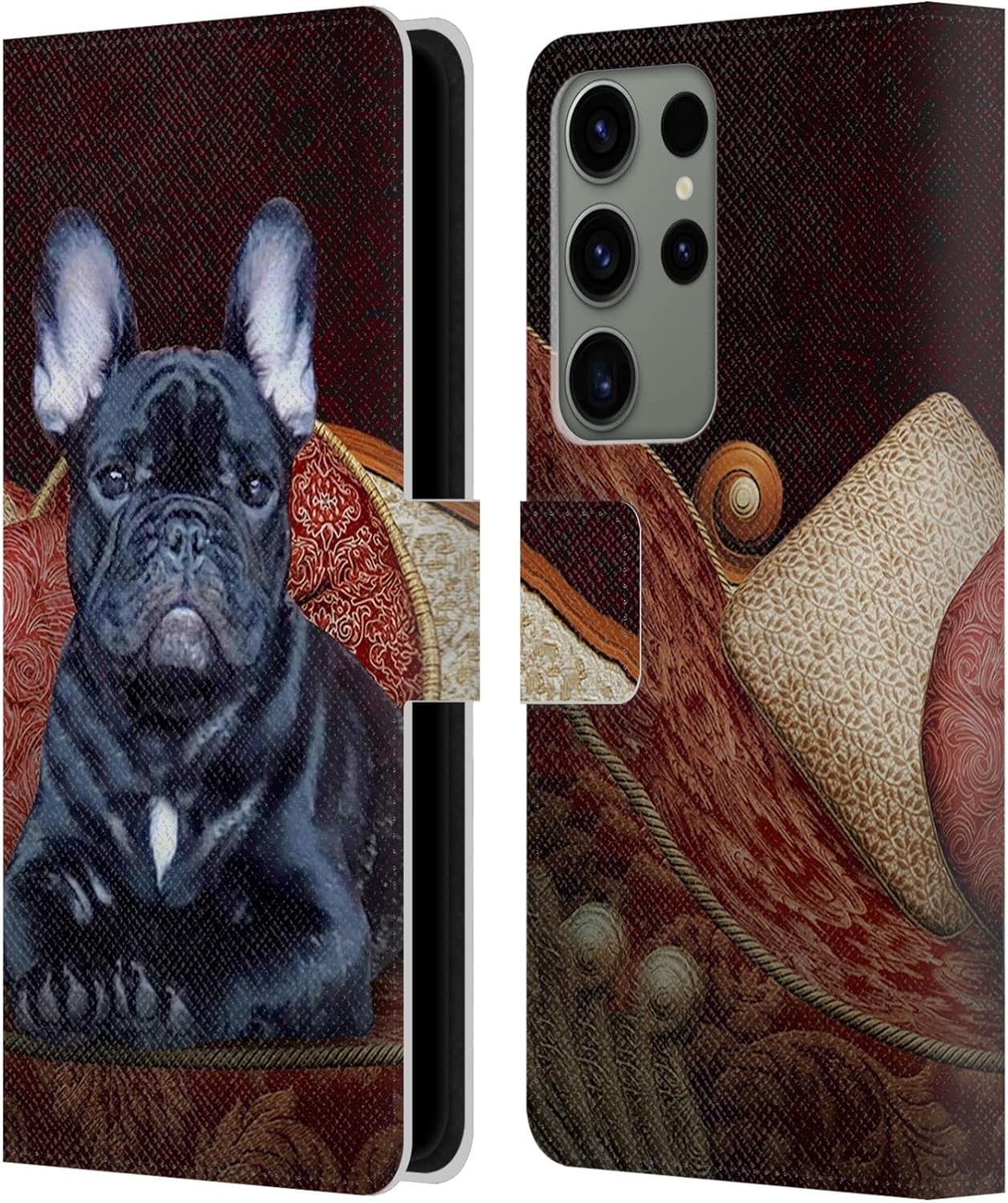 Head Case Designs Officially Licensed Klaudia Senator Classic Couch French Bulldog 2 Leather Wallet Case Compatible with Samsung Galaxy S23 Ultra 5G