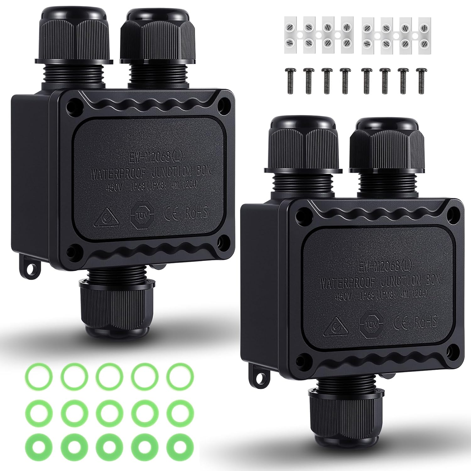 4 Pcs Waterproof Junction Box Ip68 Outdoor 3 Way Plug Line M25 Plastic Wire External Electrical Junction Box Outdoor Cable Connector for Diameter Cable φ 5-9mm, φ 9-12mm, φ 10-14mm