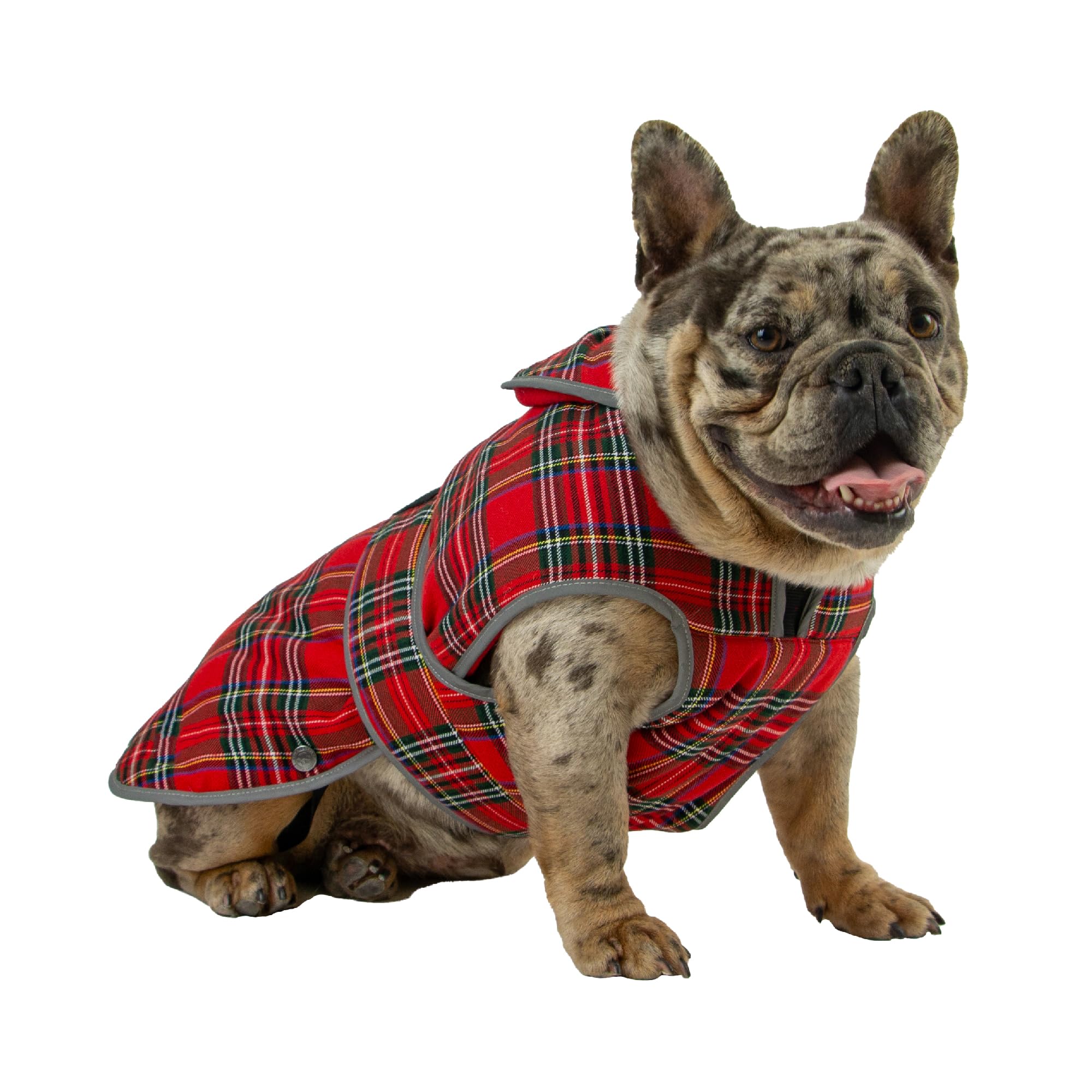 Ancol Heritage Dog Coat in Red Tartan, Fleece Lined Pet Jacket with Chest Protector and Zipped Harness Hole