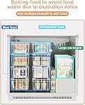 UMDONX 6 Pack Chest Freezer Organizer Bins Stackable Storage Baskets for 7 Cu.Ft Deep with Foldable Handles, Kitchen Pantry Shelf Rack Durable Metal White Load 45LBS
