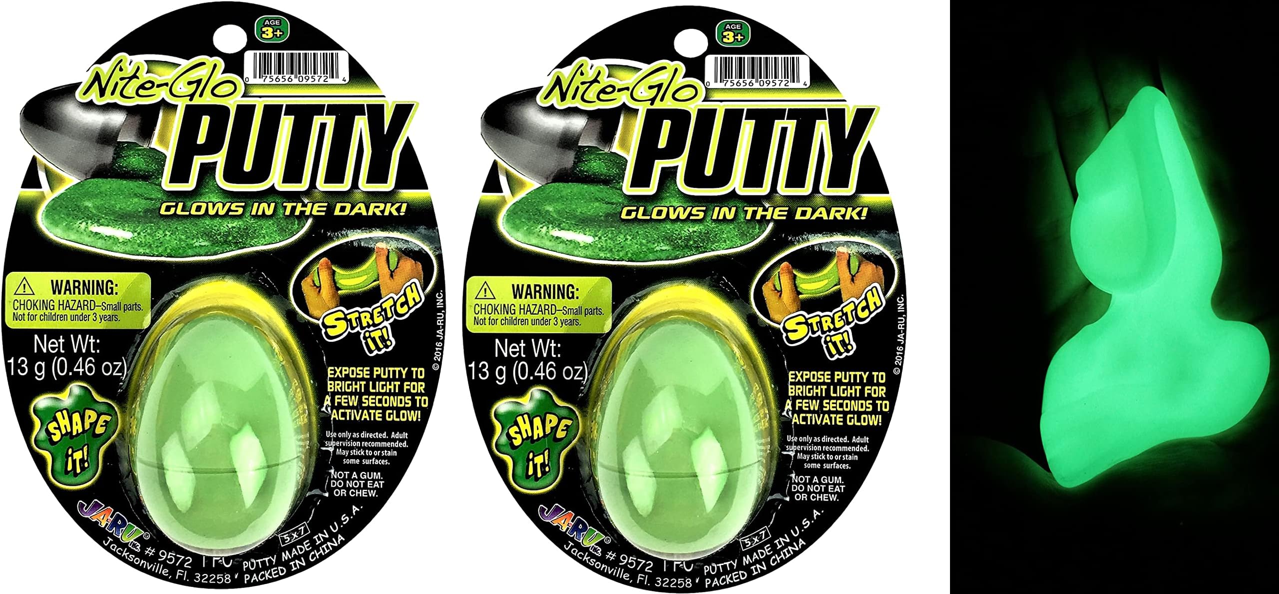 JA-RU Glow in The Dark Slime Eggs (2 Units) Squishy & Stretchy Putty for Kids. Sensory Stress Relief Toy. Mini Slime Party Favors, Birthday Goodie Bag Stuffers. 9572-2p