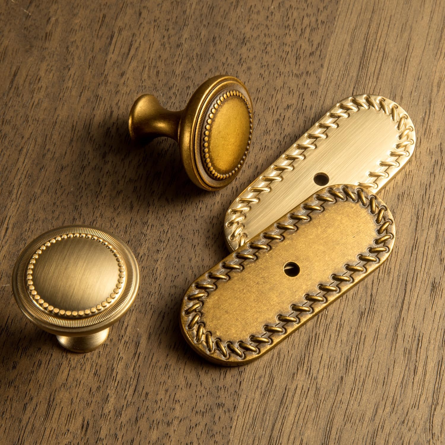 Goo-Ki 6 Pack Cabinet Knobs with Base Back Plate for Kitchen Drawer Cupboard- Vintage Bronze Bar Knob Single Hole/Screw Pulls Handle Zinc Alloy Hardware