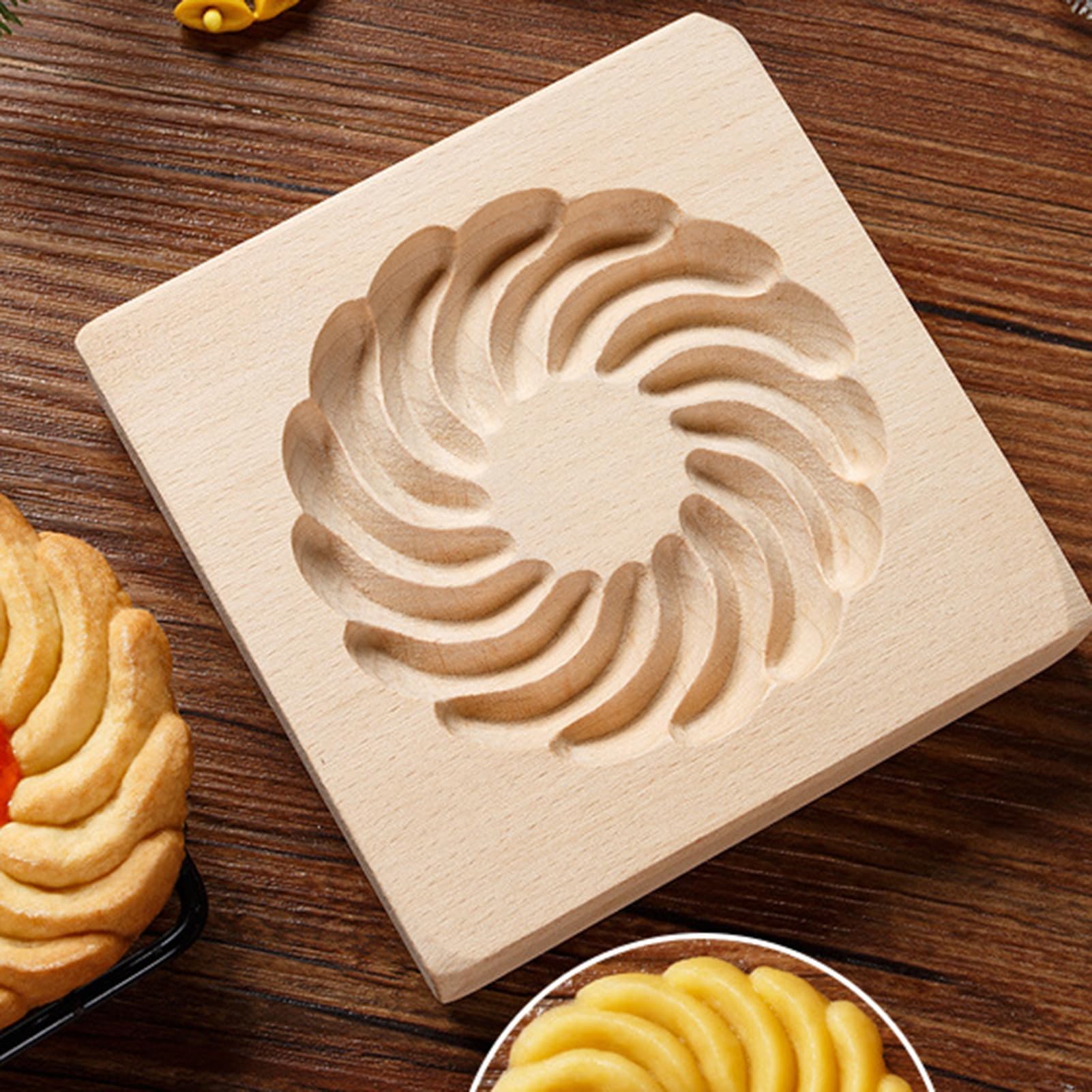 Cortadores de Galletas, Moldes de Madera for Galletas, Galletas, Herramienta de Cocina for Galletas, Textura Transparente 3D, Galletas de Madera DIY for Cocina casera