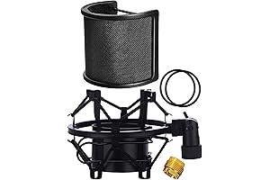 Microphone Suspension Shock Mount & Pop Filter for Microphones 46mm-51mm